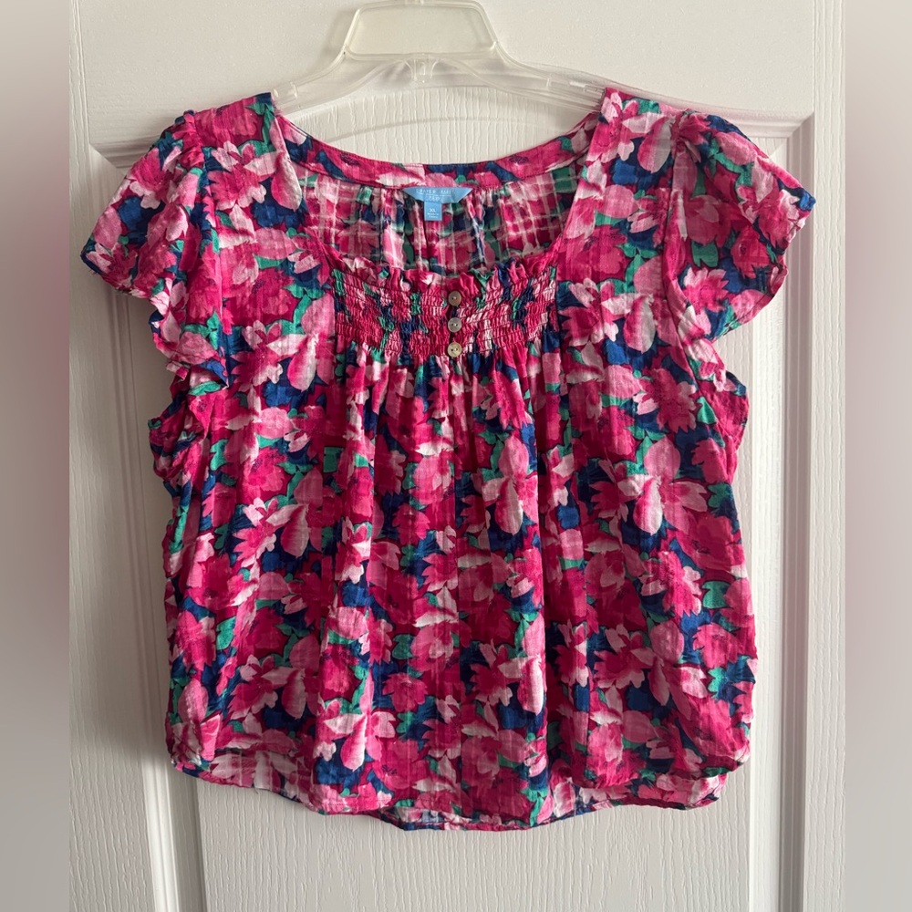 Draper James Floral Pink and Blue Women's Top size XL